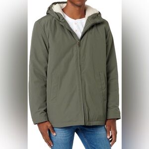 Dockers Large Men's Poly Arctic Cloth Hooded Winter Jacket with Sherpa Lining